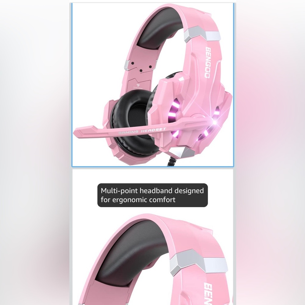 Pink Gaming Headset with Microphone